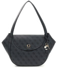 GUESS COLEEN LOGO FLAP SHOULDER BAG COAL LOGO