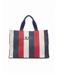 LIU JO L TOTE STRIPED CANVAS BLUE