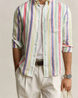 GANT REG MULTISTRIPE LINEN SHIRT MULTICOLOR