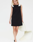 COMPANIA FANTASTICA VESTIDO CORTO NEGRO CON TEXTURA FLORAL