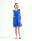 COMPAÑIA FANTASTICA VESTIDO CORTO 100% ALGODON AZU
