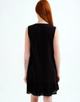 COMPAÑIA FANTASTICA VESTIDO CORTO 100% ALGODON NEGRO