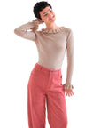 COMPAÑIA FANTASTICA TOP CON VOLANTES DE PUNTO BEIG