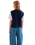 COMPAÑIA FANTASTICA CHALECO PUNTO AZUL CON DETALLE