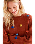 COMPAÑÍA FANTASTICA JERSEY PUNTO MARRÓN CON POMPON