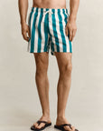 GANT BLOCK STRIPED SWIM SHORTS AQUA BLUE