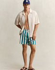 GANT BLOCK STRIPED SWIM SHORTS AQUA BLUE