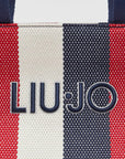 LIU JO L TOTE STRIPED CANVAS BLUE