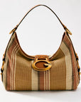 GUESS CAMDEN SHOULDER BAG CAMEL GREY MULTI