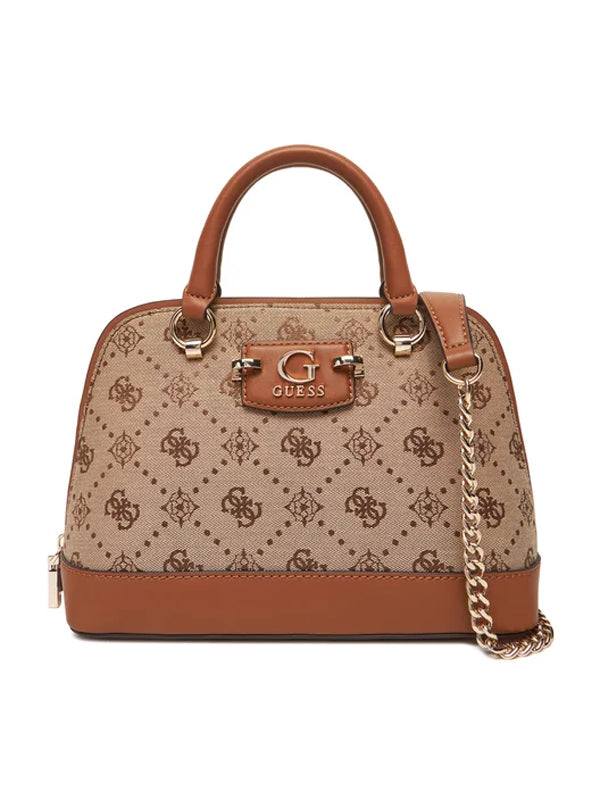 GUESS NEDA DOME SATCHEL LATTE LOGO