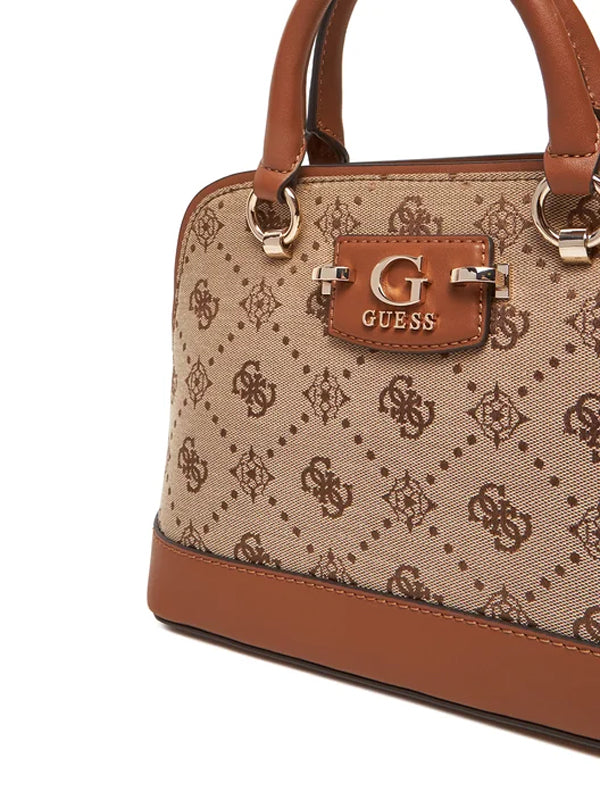 GUESS NEDA DOME SATCHEL LATTE LOGO