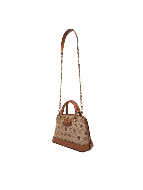 GUESS NEDA DOME SATCHEL LATTE LOGO
