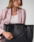 GUESS LINDSEY TOTE COAL LOGO