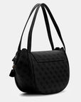 GUESS COLEEN LOGO FLAP SHOULDER BAG COAL LOGO