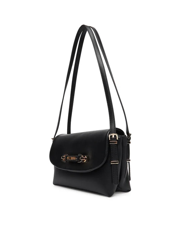 GUESS QUEENSLAND TOP HANDLE FLAP BLACK