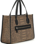 GUESS N SILVANA 2 COMP TOTE NATURAL/BLACK