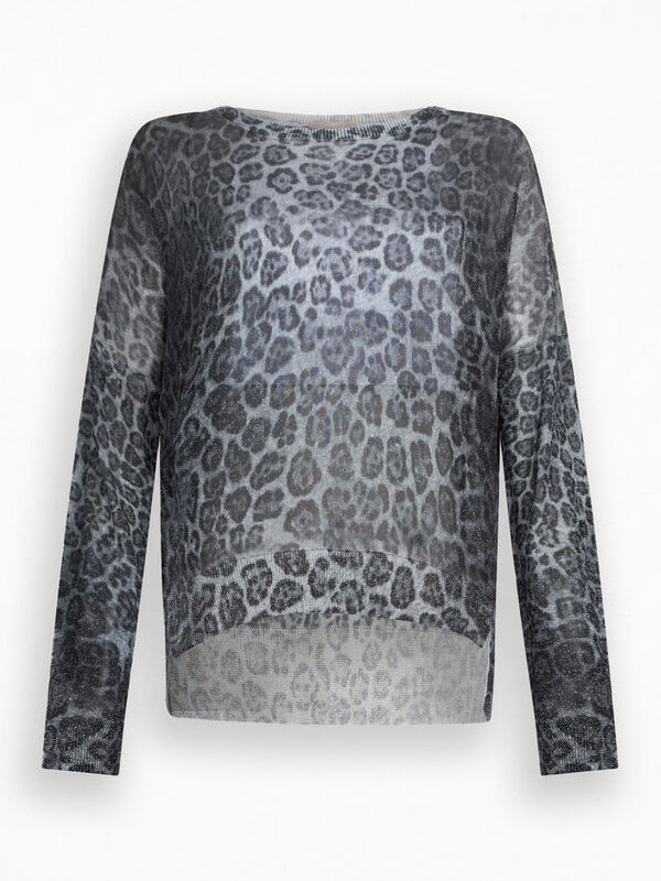 LIU JO MAGLIA CHIUSA M/L GRAY ANIMALIER LUX
