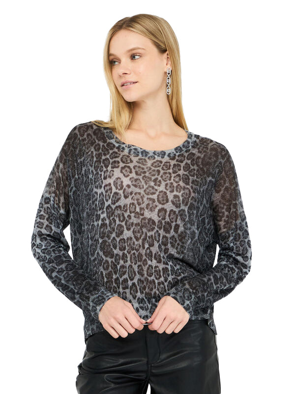 LIU JO MAGLIA CHIUSA M/L GRAY ANIMALIER LUX