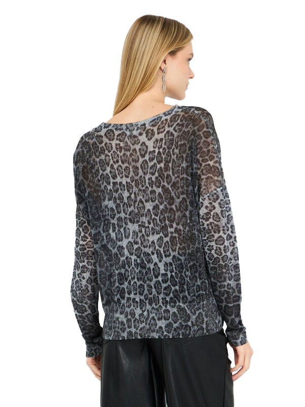 LIU JO MAGLIA CHIUSA M/L GRAY ANIMALIER LUX