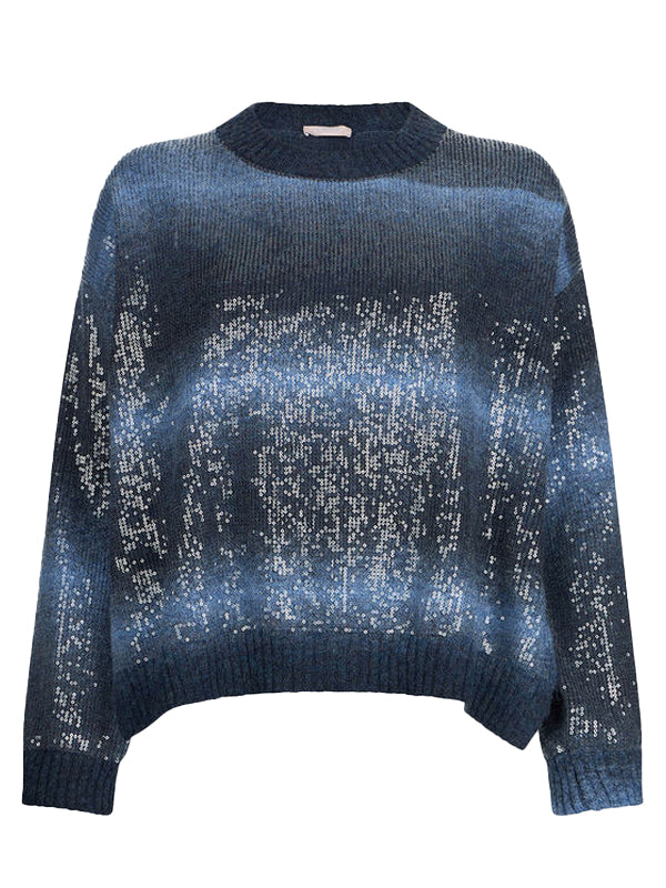 LIU JO MAGLIA CHIUSA M/L BLUE SHADED