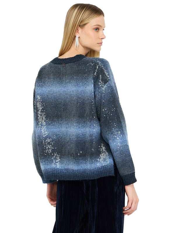 LIU JO MAGLIA CHIUSA M/L BLUE SHADED