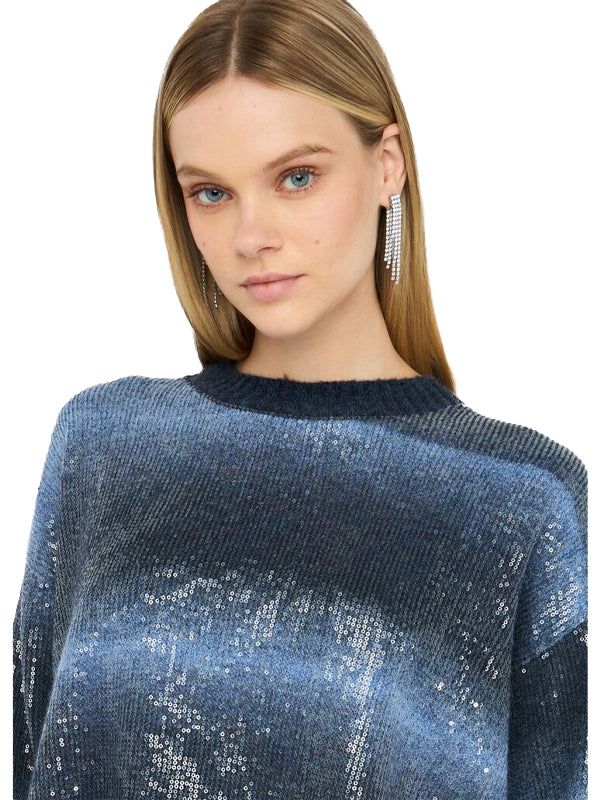 LIU JO MAGLIA CHIUSA M/L BLUE SHADED