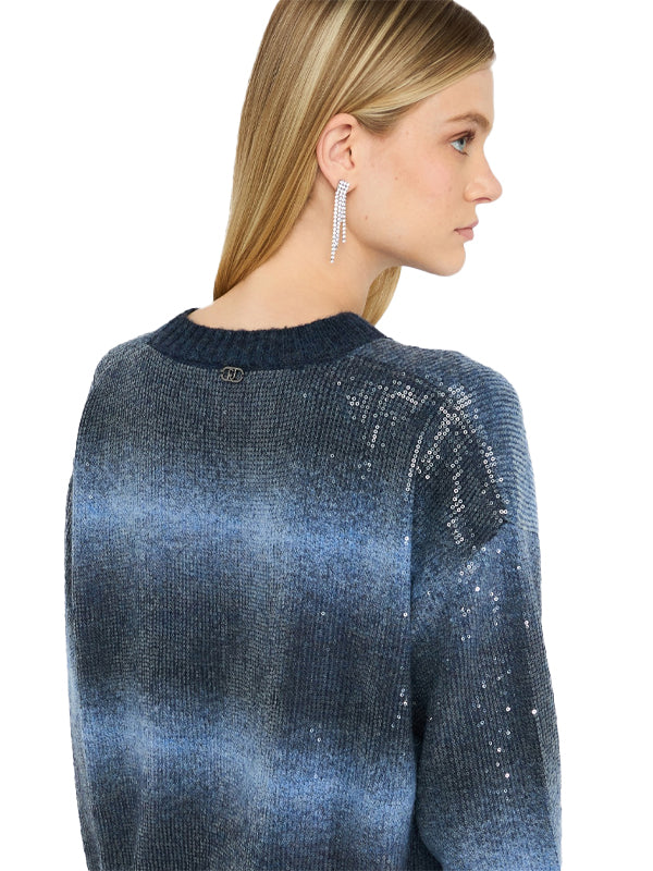 LIU JO MAGLIA CHIUSA M/L BLUE SHADED