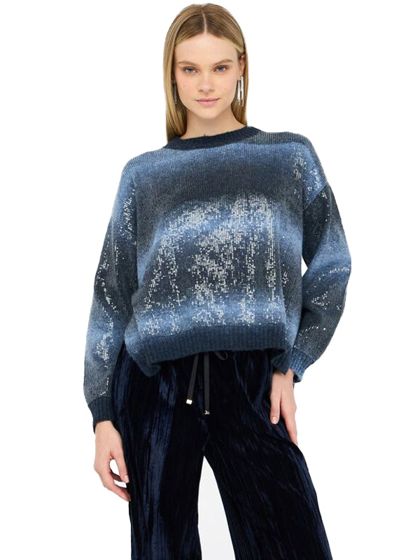 LIU JO MAGLIA CHIUSA M/L BLUE SHADED