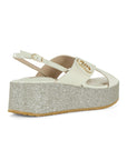 LIU JO FLO 03 - SANDAL CALF LEATHER/GLITTER MILK