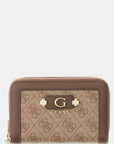 GUESS LINDSEY SLG MED DOUBLE ZIP LATTE LOGO