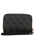 GUESS LINDSEY SLG MED DOUBLE ZIP COAL LOGO