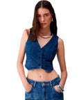LIU JO GILET STRASS DEN.BLUE STARRY WASH