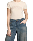 GUESS CN SS LOGO LACE TEE COSMIC VANILLA
