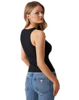 GUESS NEW SL ROUND NK GUENDALINA TOP JET BLACK A99