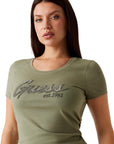 GUESS SS LOGO HOT FIX TEE LICHEN LEAF GREEN