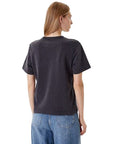 GUESS SS PALM PRINT WASHED TEE ACID JET BLACK