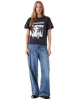 GUESS SS PALM PRINT WASHED TEE ACID JET BLACK