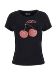 GUESS SS WAVY CHERRY LOGO R5 TEE JET BLACK A996
