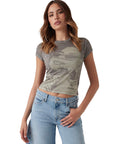 GUESS SS SUMMER VIBES R5 BURNOUT TEE LICHEN LEAF G