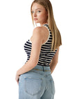 GUESS CAMILLA STRIPED TANK TOP BLUE AND OFF WHITE