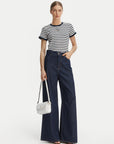 GUESS SS CN STRIPED MINI 4G LOGO TEE CREAM WHITE AND SHAD