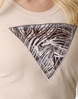 GUESS SS CN ZEBRA TRIANGLE TEE PEARL OYSTER