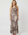 GUESS SL SERAFINA MESH LONG DRESS WILD ESCAPE PRINT