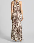 GUESS SL SERAFINA MESH LONG DRESS WILD ESCAPE PRINT