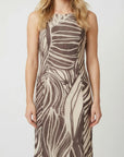 GUESS SL SERAFINA MESH LONG DRESS WILD ESCAPE PRINT