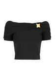 GUESS BRIGITTE OFF SHOULDER TOP JET BLACK A996