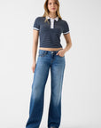 GUESS N SS POLO NK ALPHONSINE STRIPED JET BLACK A9
