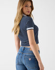 GUESS N SS POLO NK ALPHONSINE STRIPED JET BLACK A9