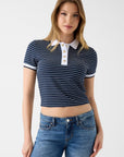 GUESS N SS POLO NK ALPHONSINE STRIPED JET BLACK A9