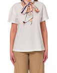 LIUJO T-SHIRT MODA M/C BCO/BLOOMING FOUL